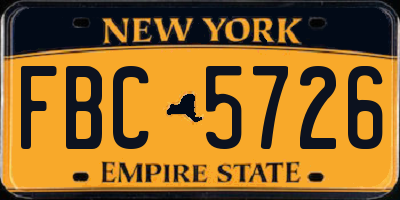 NY license plate FBC5726
