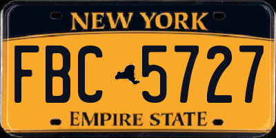 NY license plate FBC5727