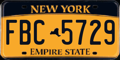 NY license plate FBC5729