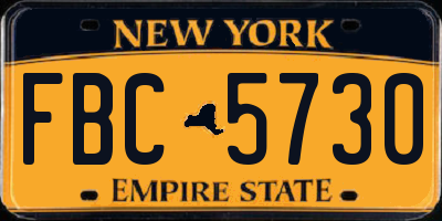 NY license plate FBC5730