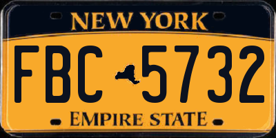 NY license plate FBC5732