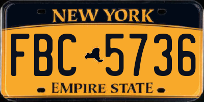 NY license plate FBC5736
