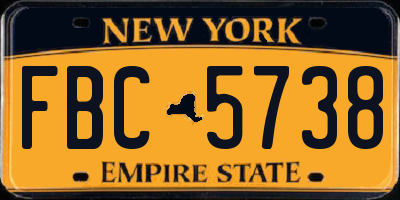 NY license plate FBC5738