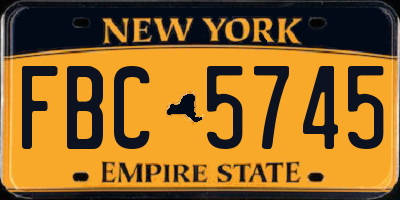 NY license plate FBC5745