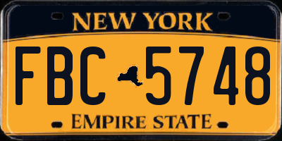 NY license plate FBC5748