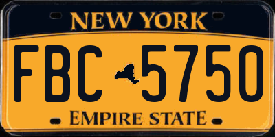 NY license plate FBC5750