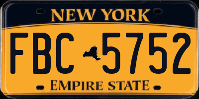 NY license plate FBC5752