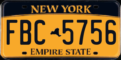 NY license plate FBC5756