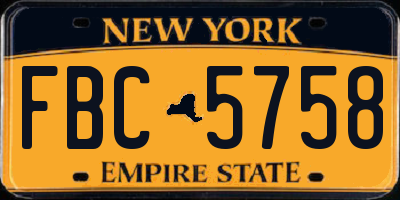 NY license plate FBC5758