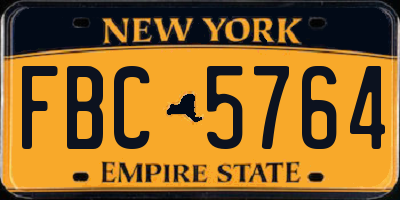 NY license plate FBC5764