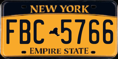 NY license plate FBC5766