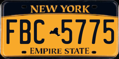 NY license plate FBC5775