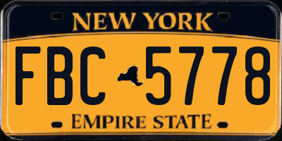 NY license plate FBC5778