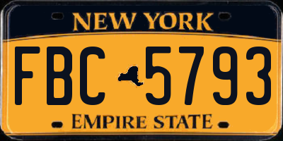 NY license plate FBC5793