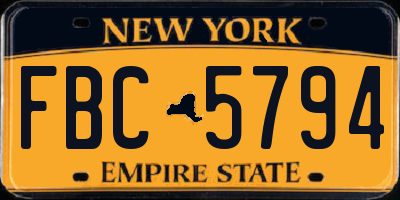 NY license plate FBC5794