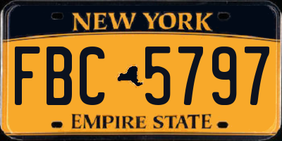 NY license plate FBC5797