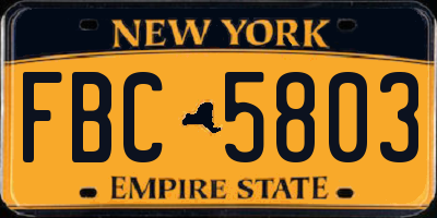 NY license plate FBC5803