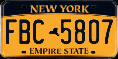 NY license plate FBC5807