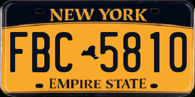NY license plate FBC5810