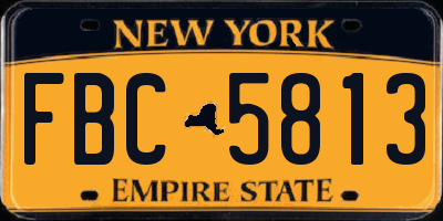 NY license plate FBC5813