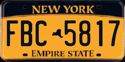 NY license plate FBC5817