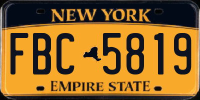 NY license plate FBC5819