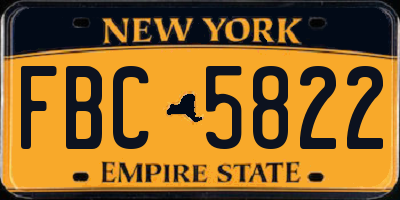 NY license plate FBC5822