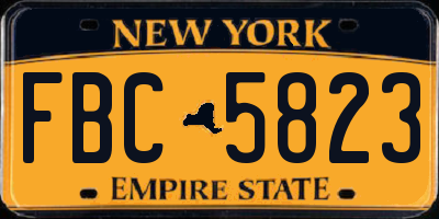 NY license plate FBC5823