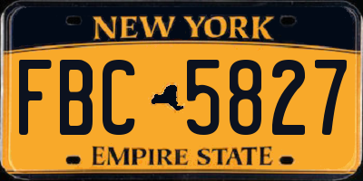 NY license plate FBC5827
