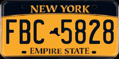 NY license plate FBC5828