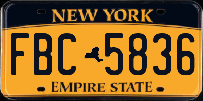 NY license plate FBC5836