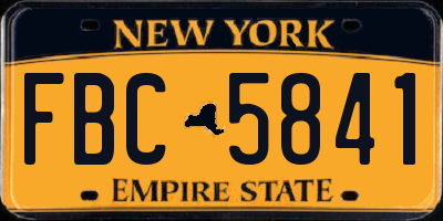 NY license plate FBC5841