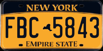 NY license plate FBC5843