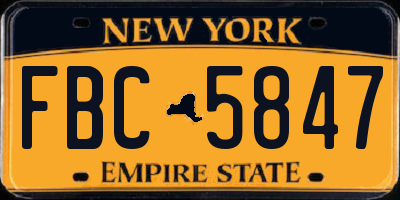NY license plate FBC5847