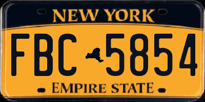 NY license plate FBC5854