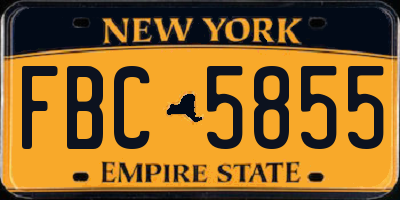 NY license plate FBC5855