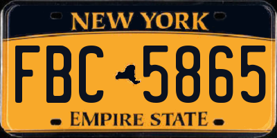 NY license plate FBC5865