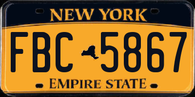 NY license plate FBC5867