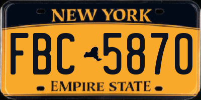 NY license plate FBC5870