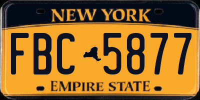 NY license plate FBC5877