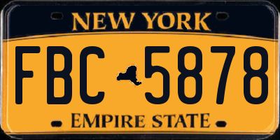 NY license plate FBC5878