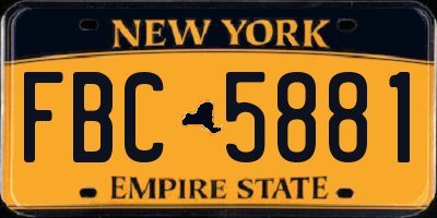 NY license plate FBC5881