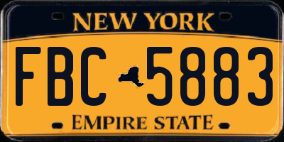 NY license plate FBC5883