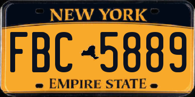 NY license plate FBC5889