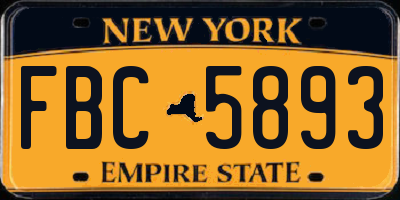 NY license plate FBC5893