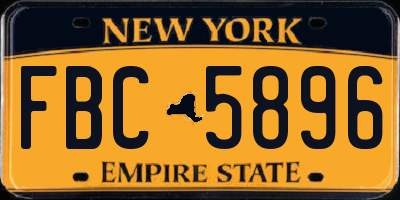 NY license plate FBC5896