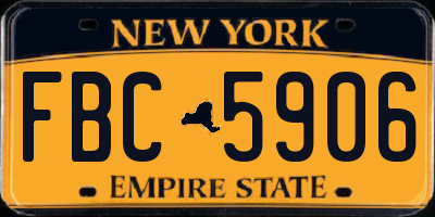 NY license plate FBC5906