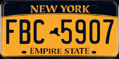 NY license plate FBC5907