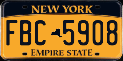 NY license plate FBC5908