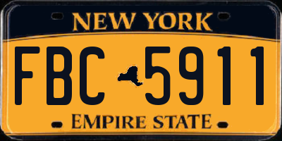 NY license plate FBC5911